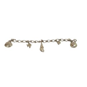 Seashell Ocean Themed Silver Charm Bracelet